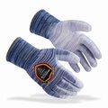 Defender Safety 13G Recycled Polyester Knit Liner, Rainbow Blue Gloves, Cut 1, Abrasion 3, Polyurethane Coating, Size L DXG-E01-03L